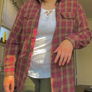 faded glory grunge red flannel long sleeve shirt